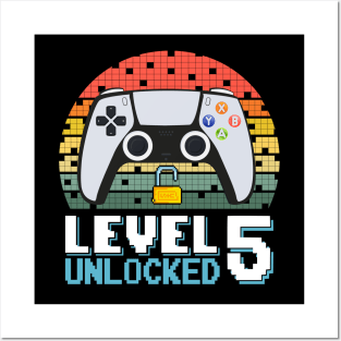 Level 5 Unlocked Vintage Retro Gaming Posters and Art